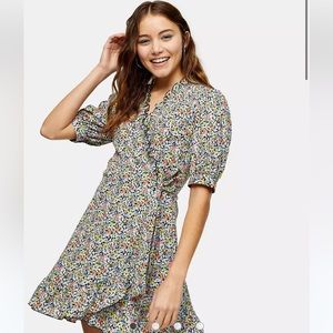 Topshop floral wrap mini dress